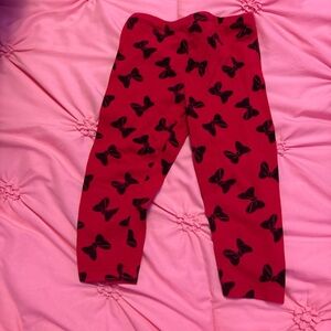 Disney Red Leggings with Black Butterfly Print